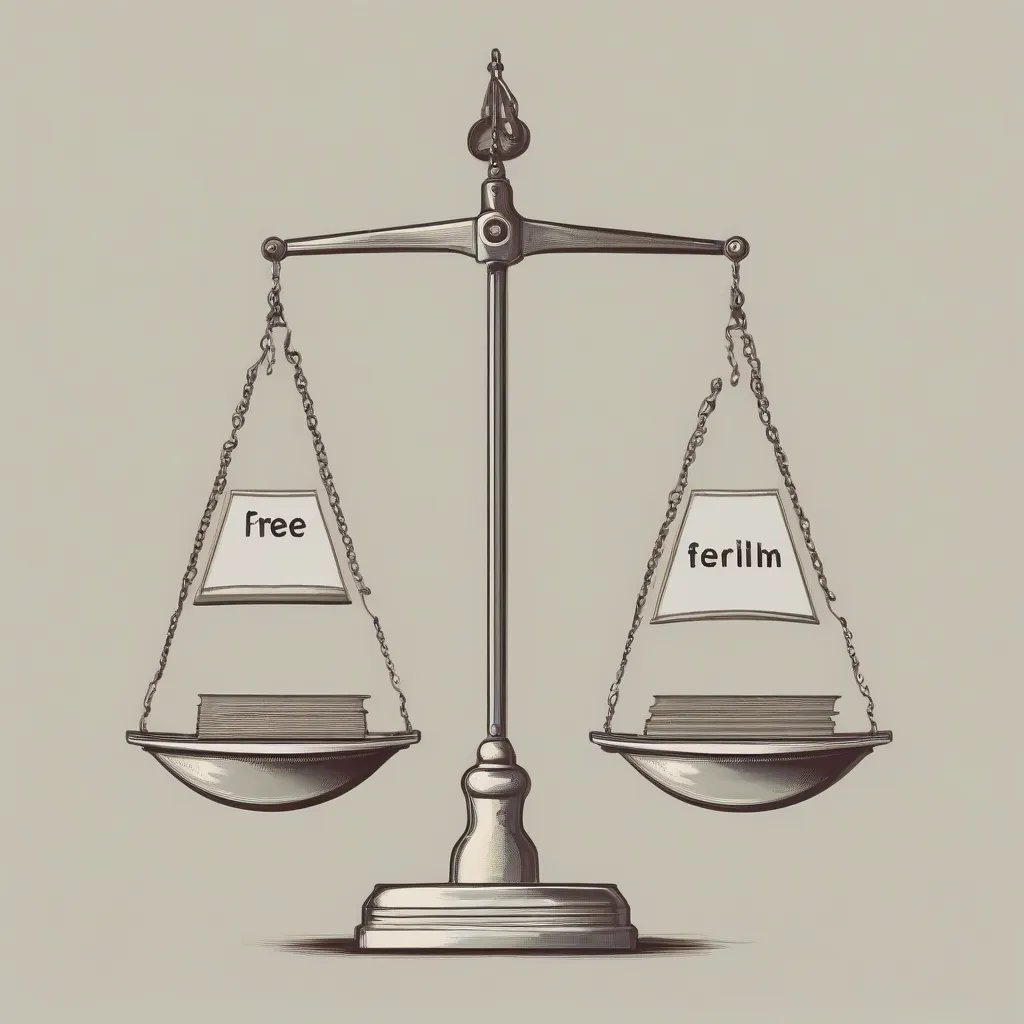 A scale, with 'Free Will' on one side and 'Determinism' on the other, unevenly balanced.