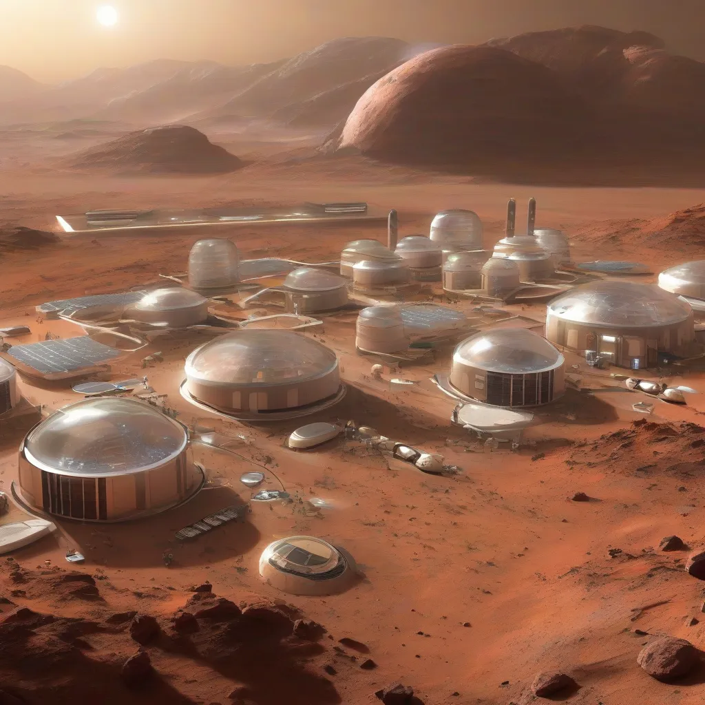 An artist's rendition of a potential Martian colony
