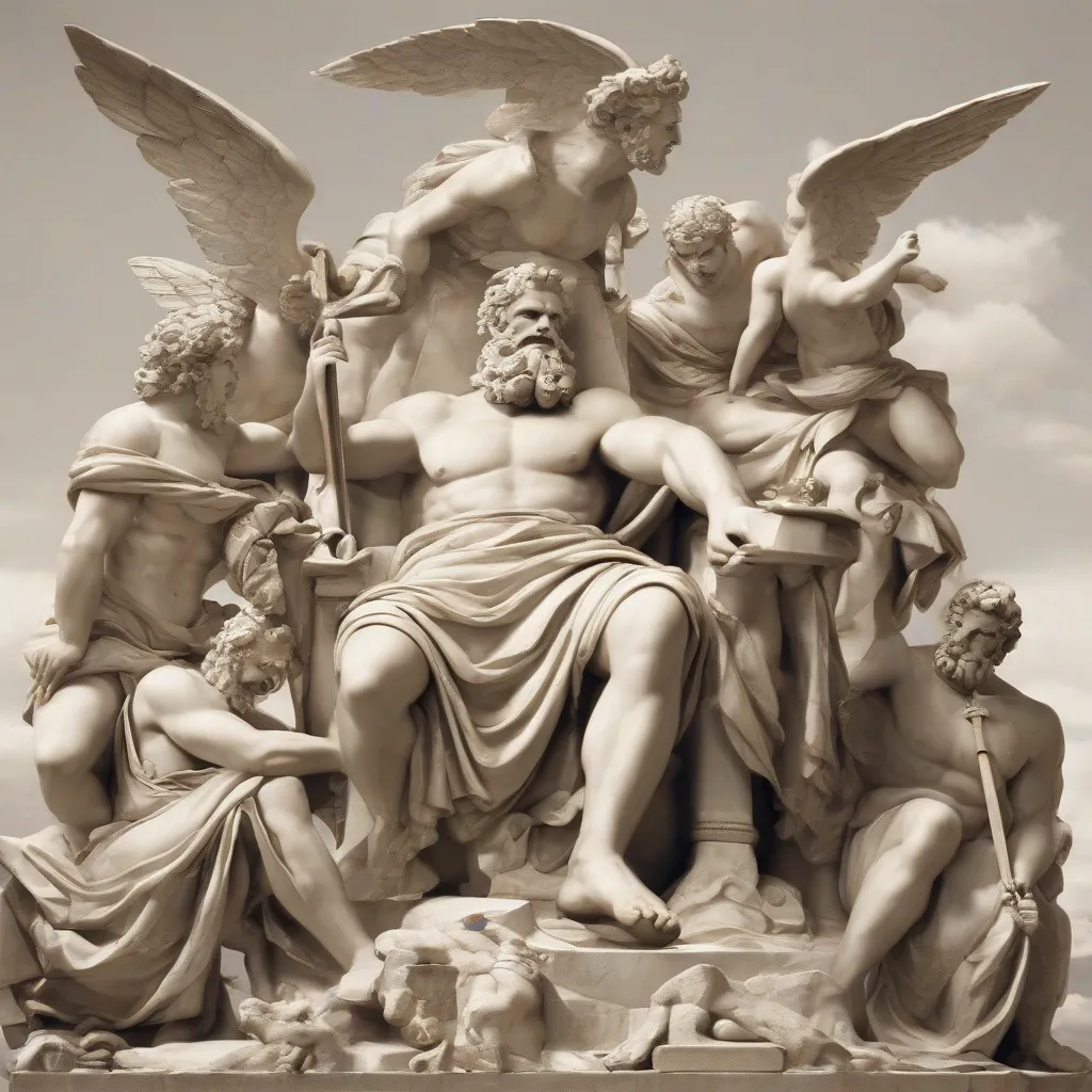 A depiction of the Olympian gods seated on Mount Olympus