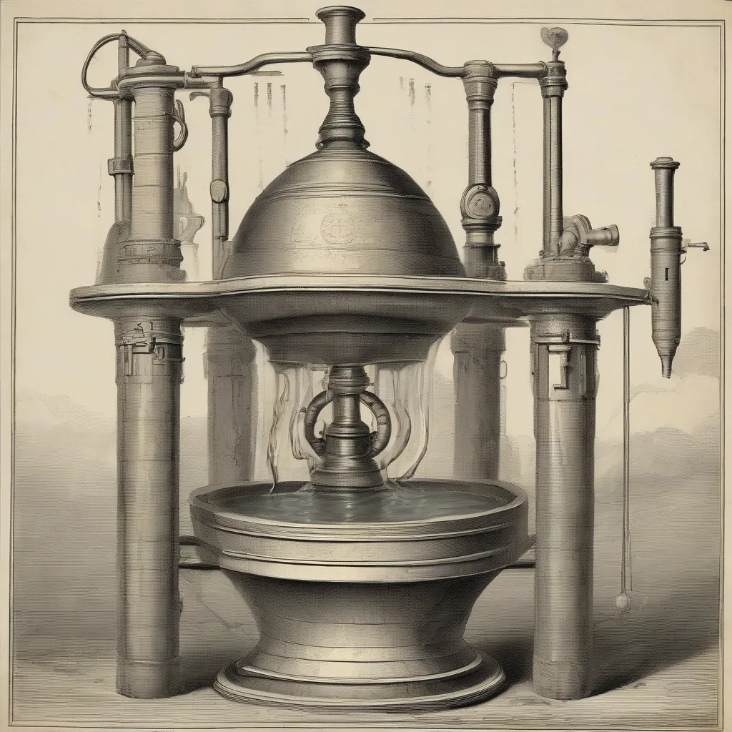 A detailed illustration of an ancient water clock (Clepsydra).