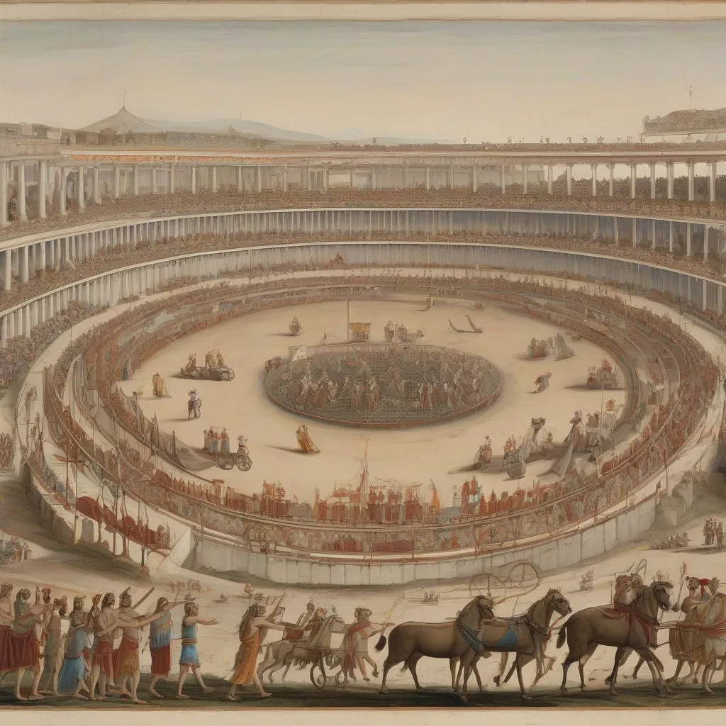 Depiction of Roman circus with chariots and spectators