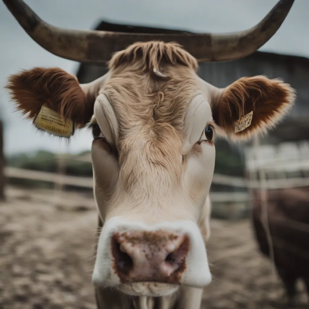 A close up of a cow's face looking directly at the camera.