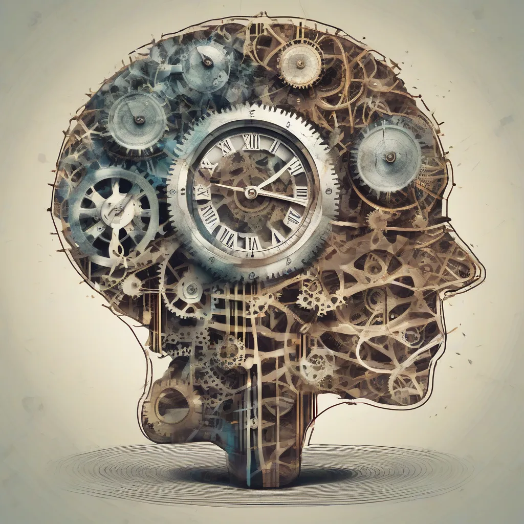 Illustration of a brain with clock gears overlaid, representing the brain's internal timekeeping mechanisms.