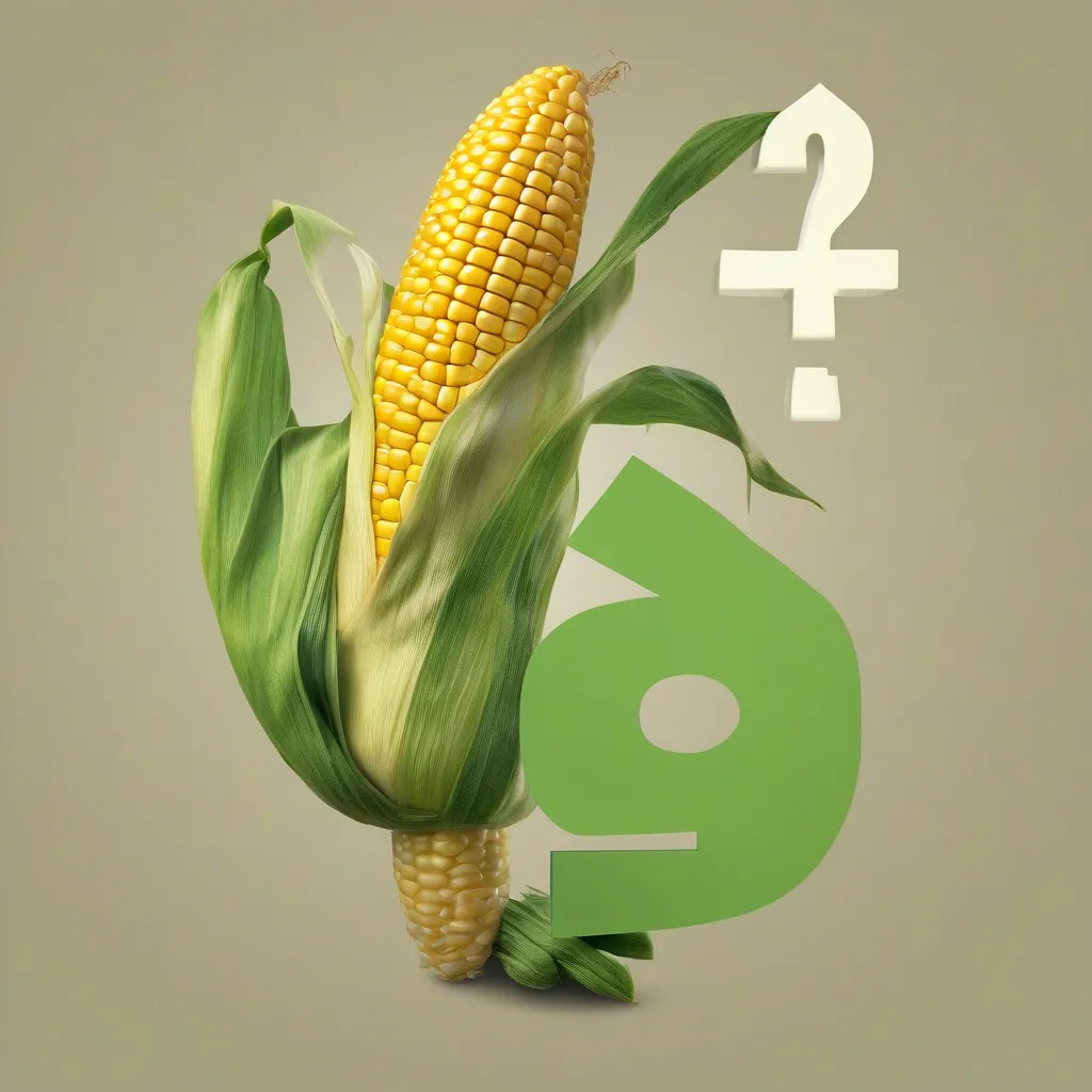 A stylized depiction of a genetically modified ear of corn with a question mark overlayed.