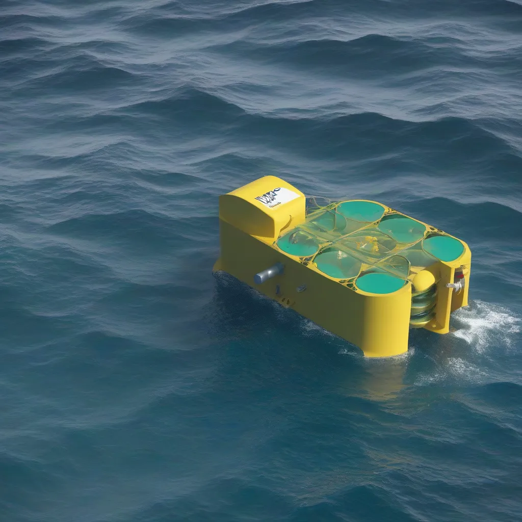 A wave energy converter device floating on the ocean surface