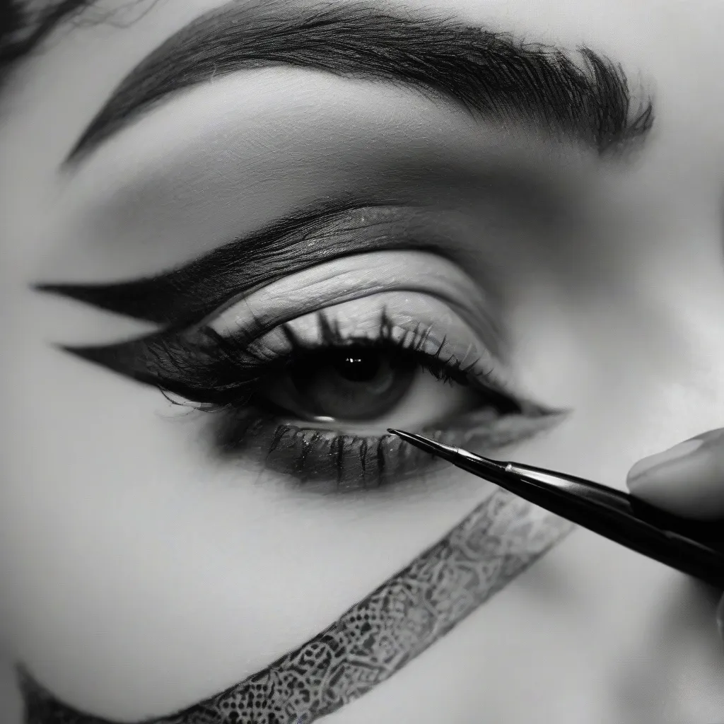 An Egyptian woman applying kohl eyeliner using a tool.