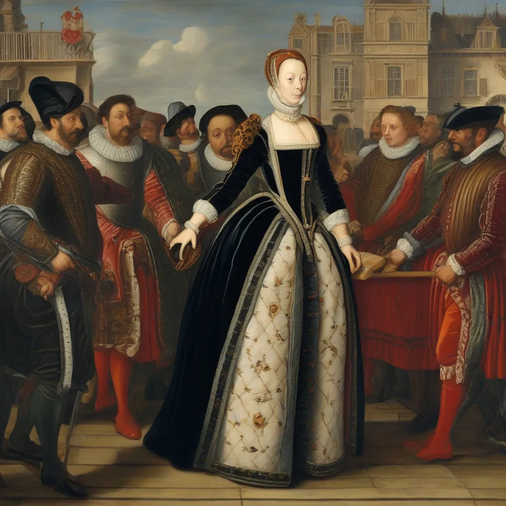 A painting depicting Catherine de Medici arriving in France with her Italian chefs.