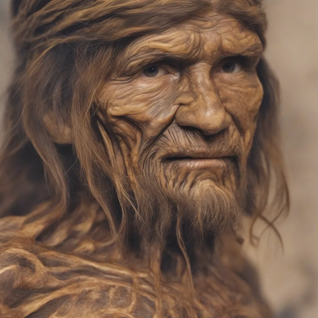 A close-up photo of Ötzi the Iceman's tattooed skin.