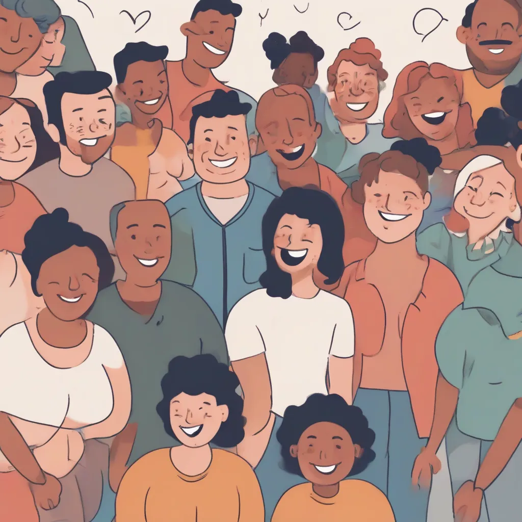 A smiling person surrounded by supportive friends.