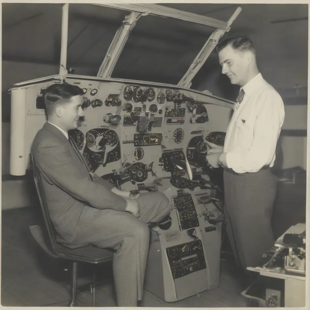 Edwin Link with his Link Trainer flight simulator.