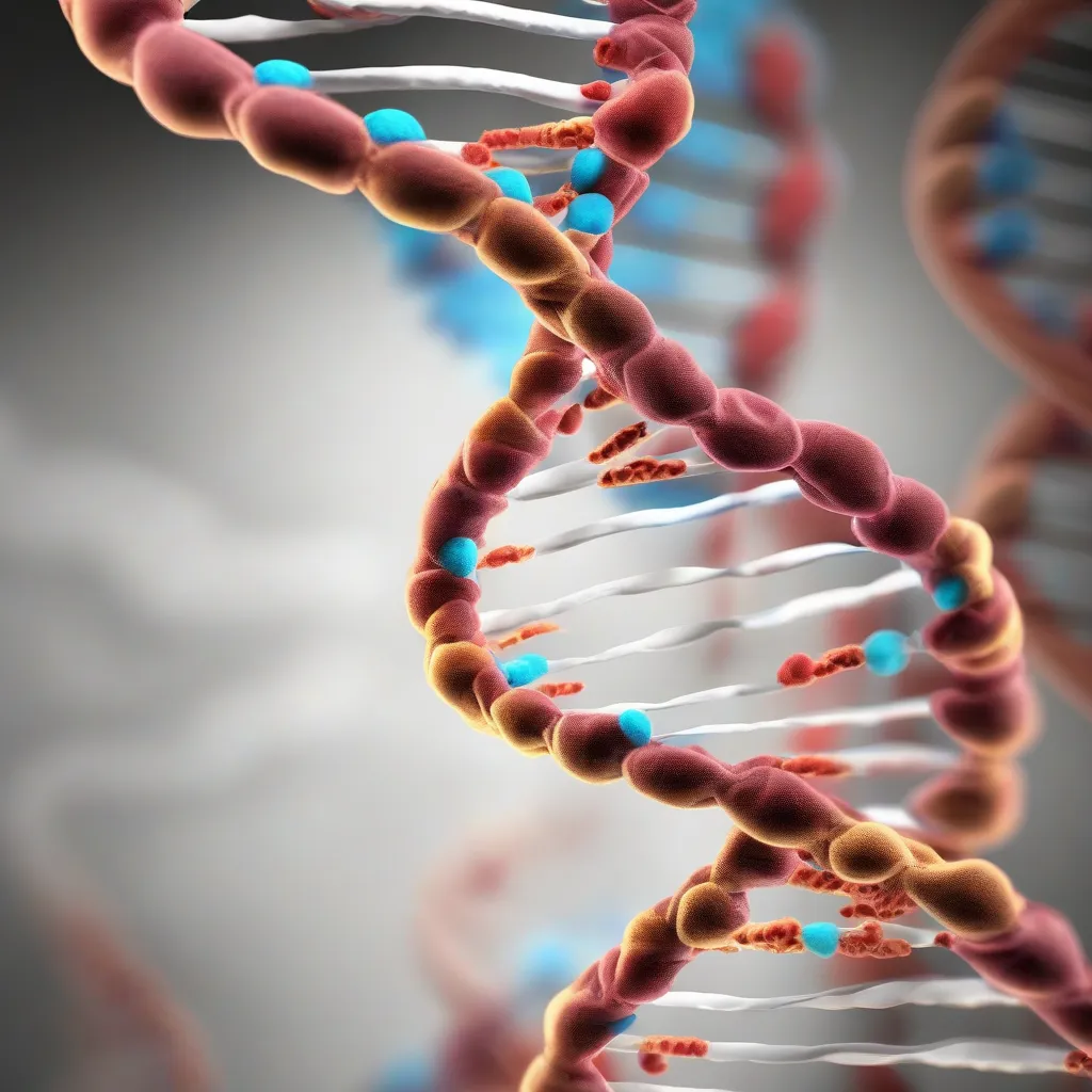 A close-up of a DNA double helix