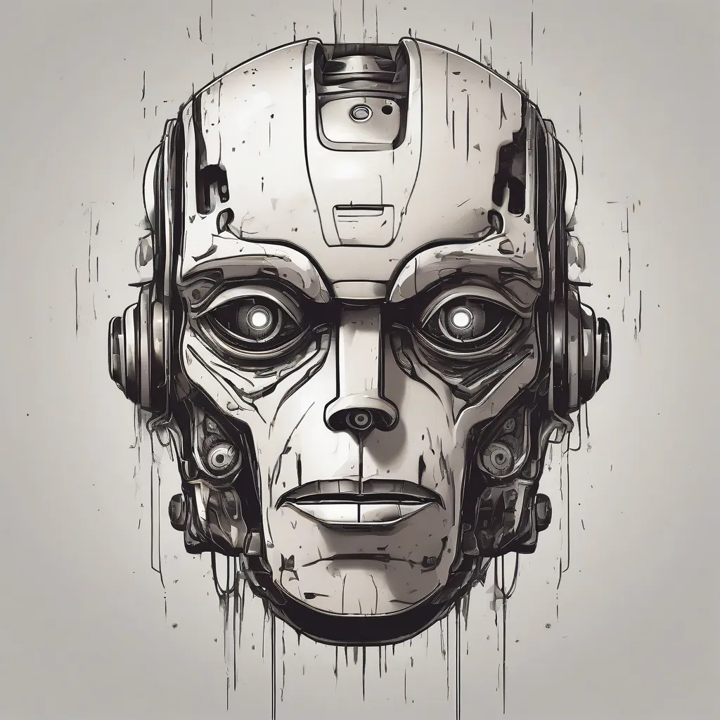 A stylized depiction of a sad or distressed robot face.