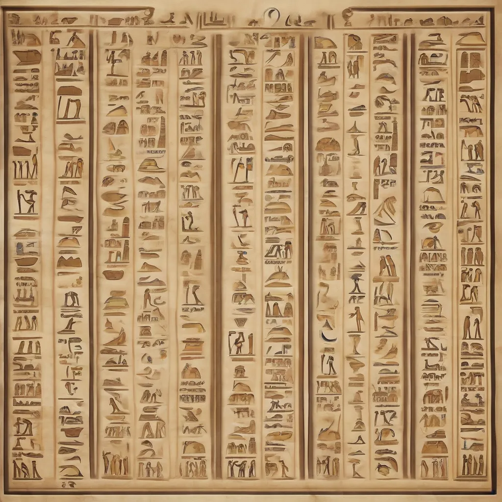 An image showing the Egyptian hieroglyphs for different months of the year.