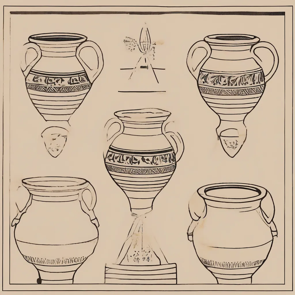 A diagram illustrating the three stages of firing ancient Greek pottery.