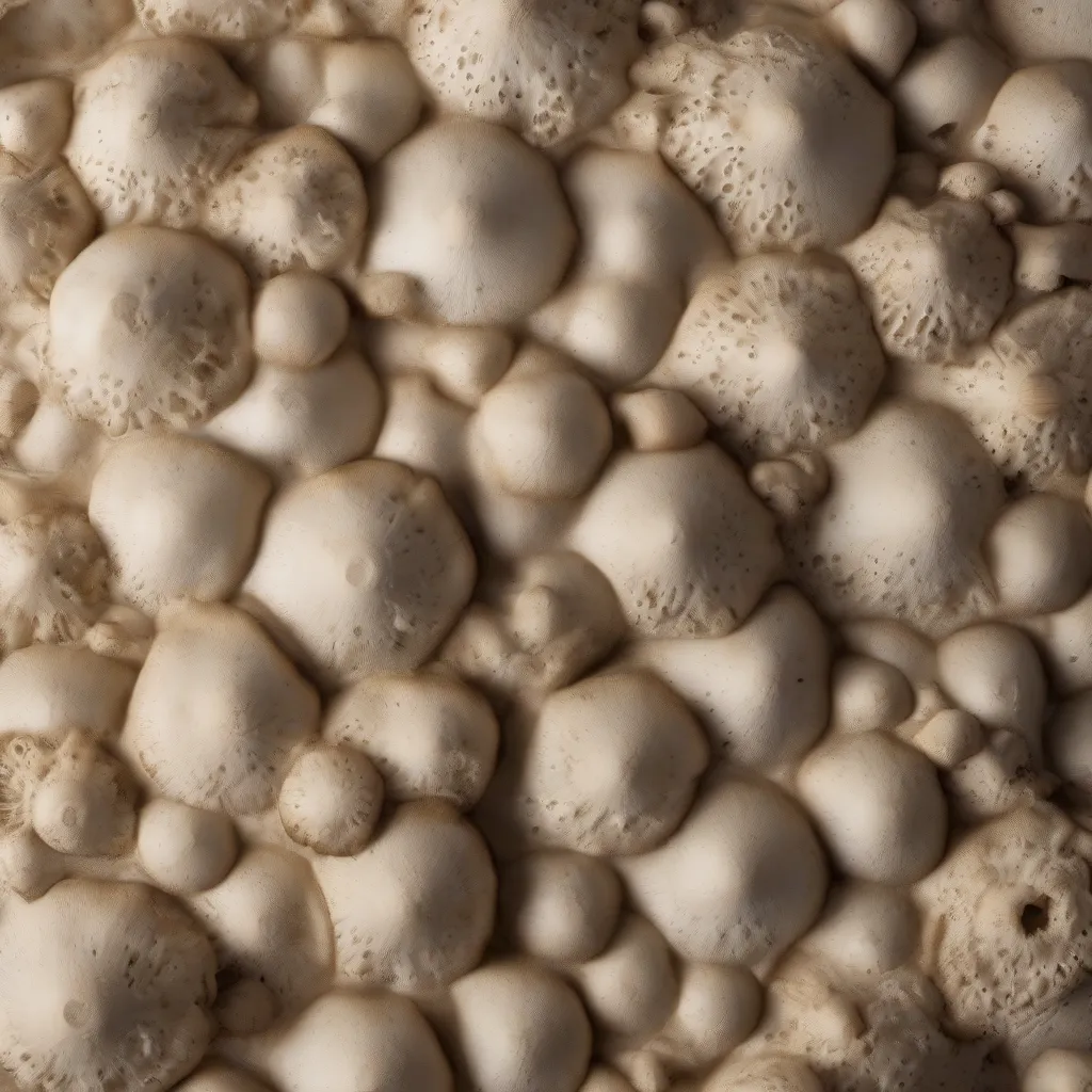 Close-up of mushroom packaging, showing its texture and biodegradability.