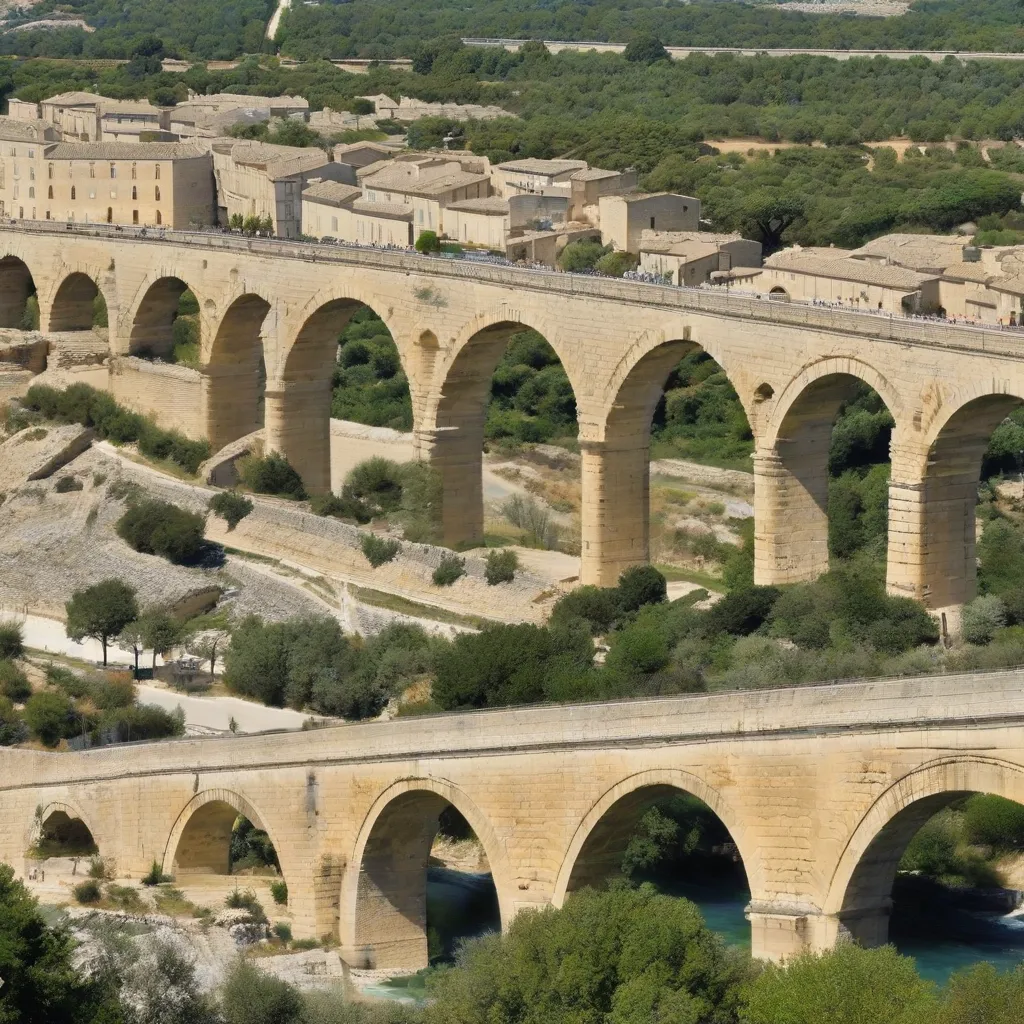 A picture of the Pont du Gard aqueduct in France