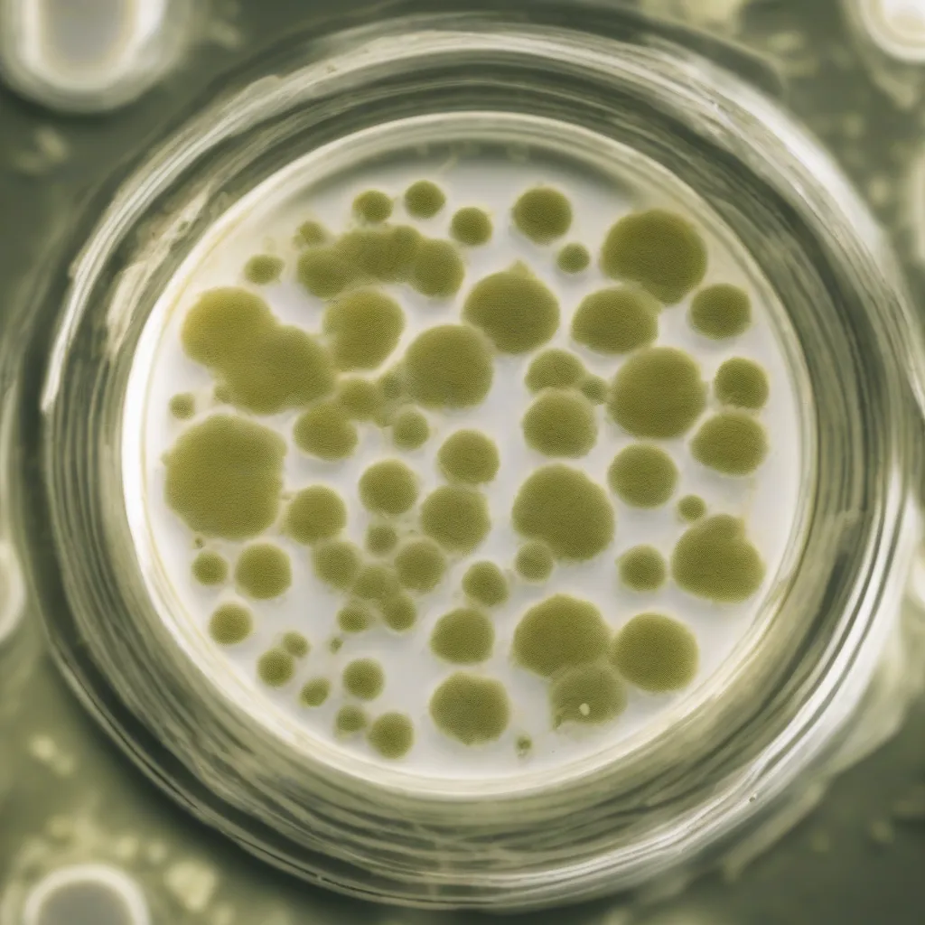 A petri dish with Penicillium mold growing, highlighting its role in antibiotic production.