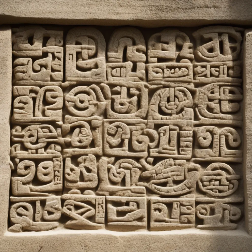 A stone carving showing Maya numerals representing a Long Count date.