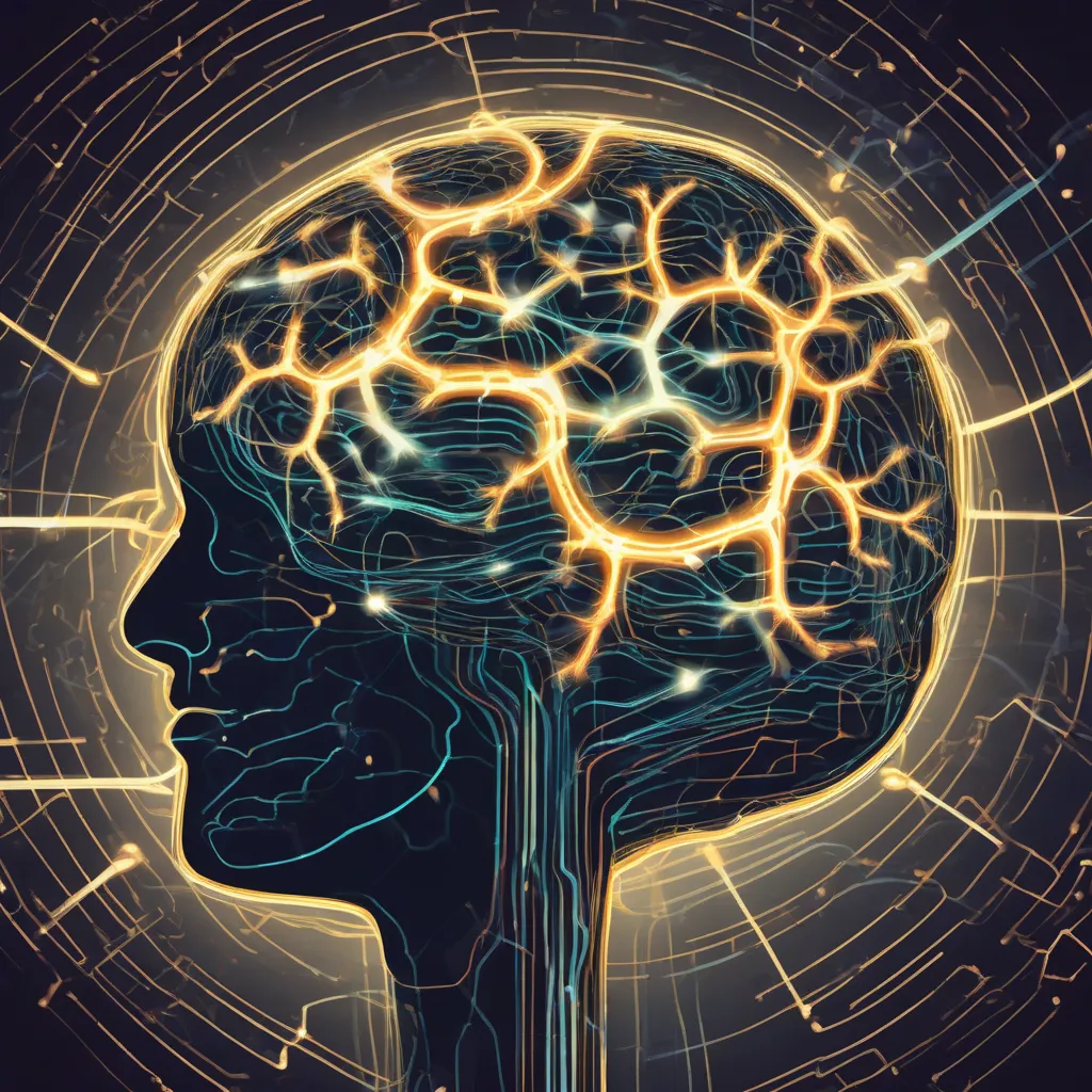 A stylized illustration of a brain with interconnected glowing pathways, representing memory recall.