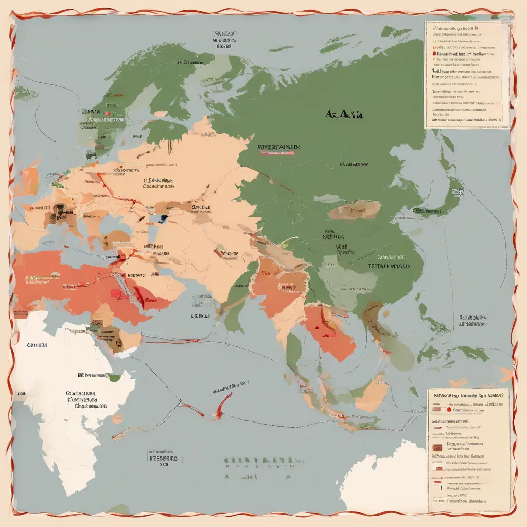A map highlighting the major spice trade routes between Asia and Europe.