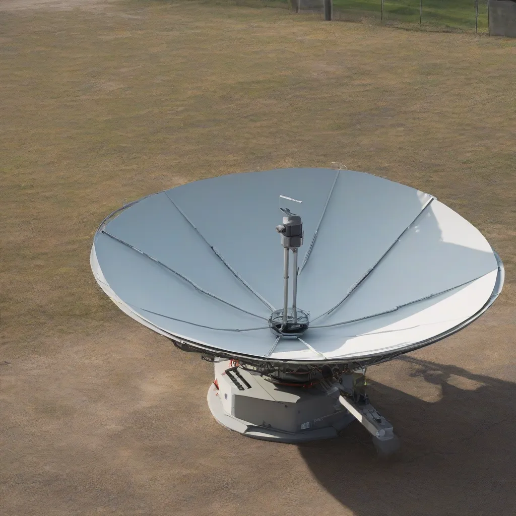 A satellite dish with a folded panel on its side.