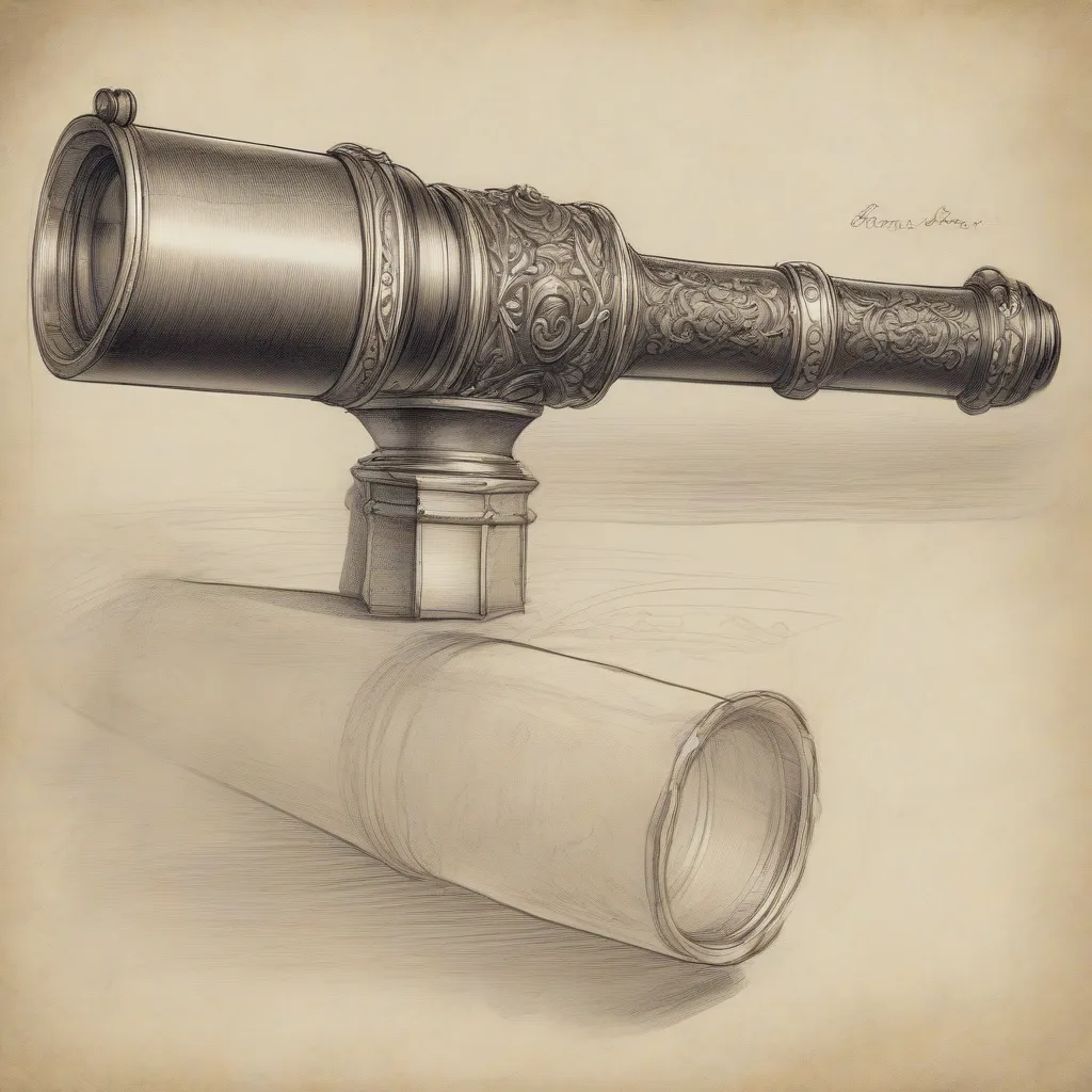 A detailed sketch of a Renaissance-era spyglass.