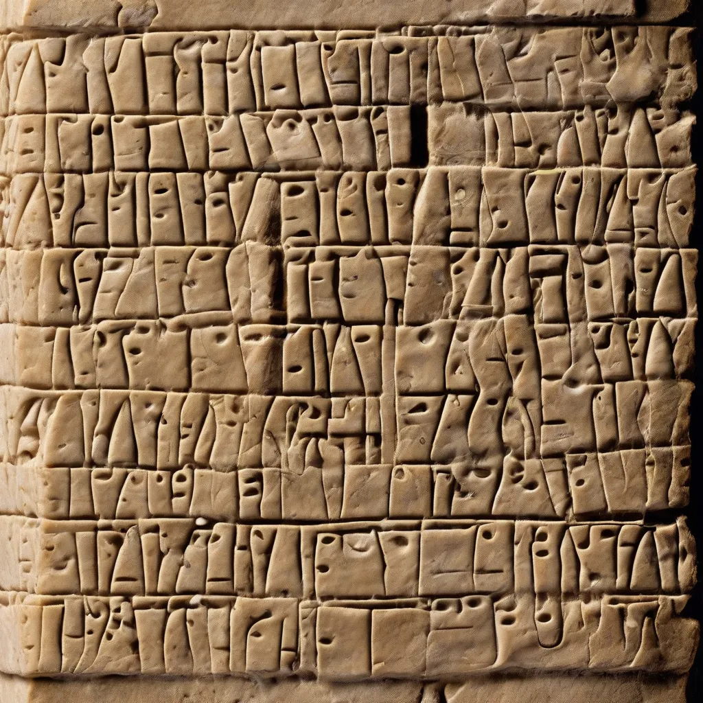 A close-up photograph of a cuneiform tablet containing musical notation.