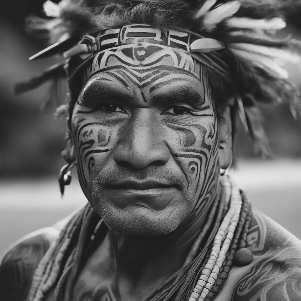 Maori man with traditional facial tattoos