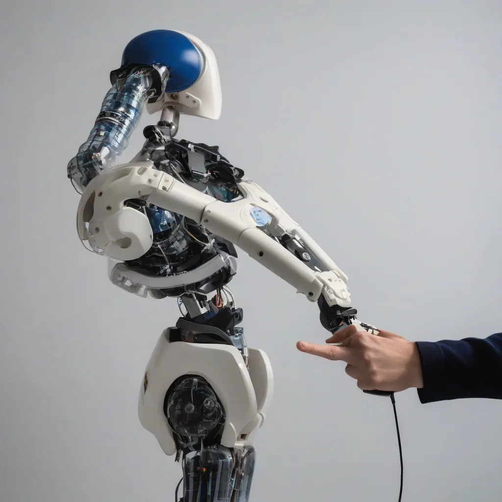 An individual with a prosthetic arm controlled by a BCI, reaching for an object.