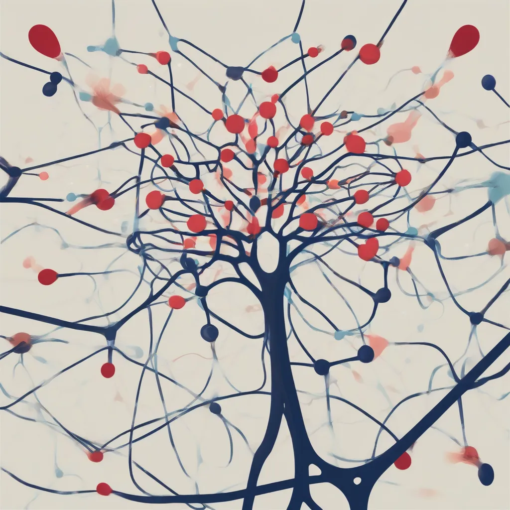A stylized depiction of brain neurons firing and connecting, with a subtle heart shape incorporated into the network.