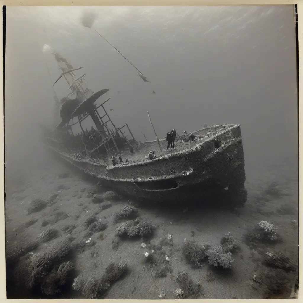 Divers exploring the wreck of the Uluburun ship