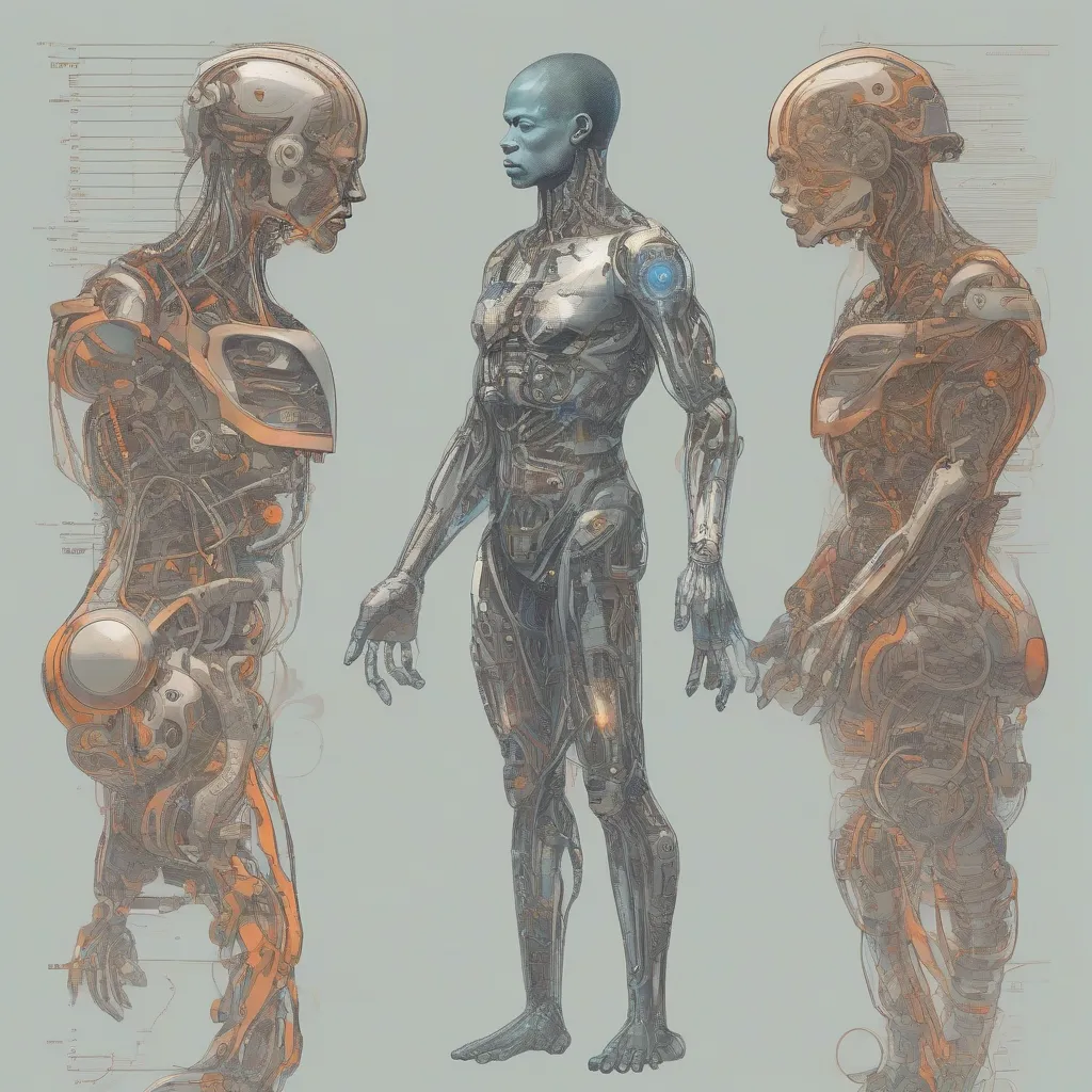 Illustration of a human evolving into a cyborg.