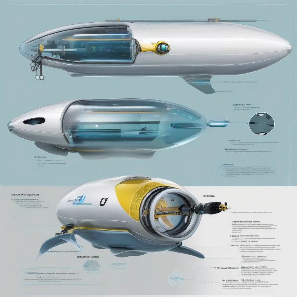 A futuristic autonomous underwater vehicle (AUV) exploring the deep ocean