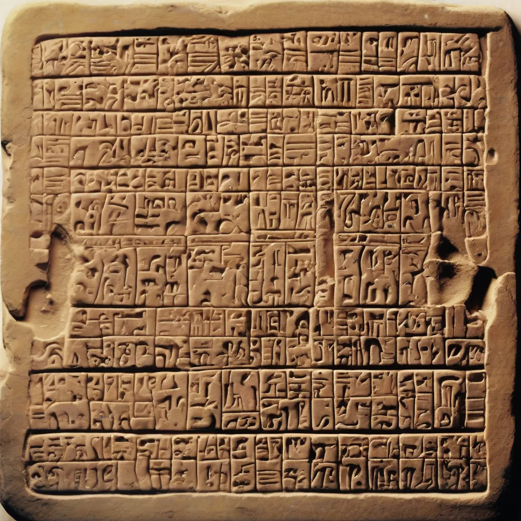 A photo depicting a Babylonian clay tablet with cuneiform numerals.