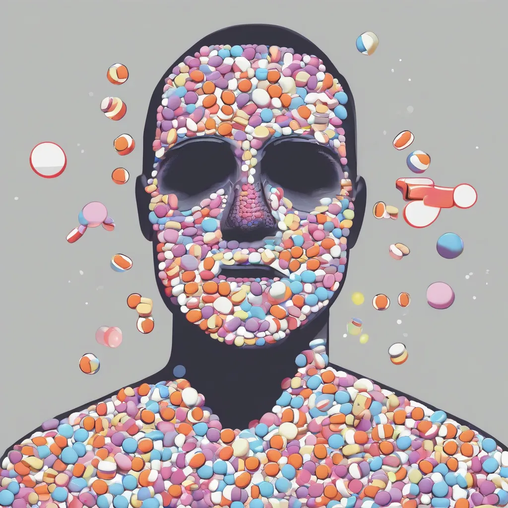 A simple graphic illustrating the placebo effect, showing a person feeling better after taking a sugar pill.
