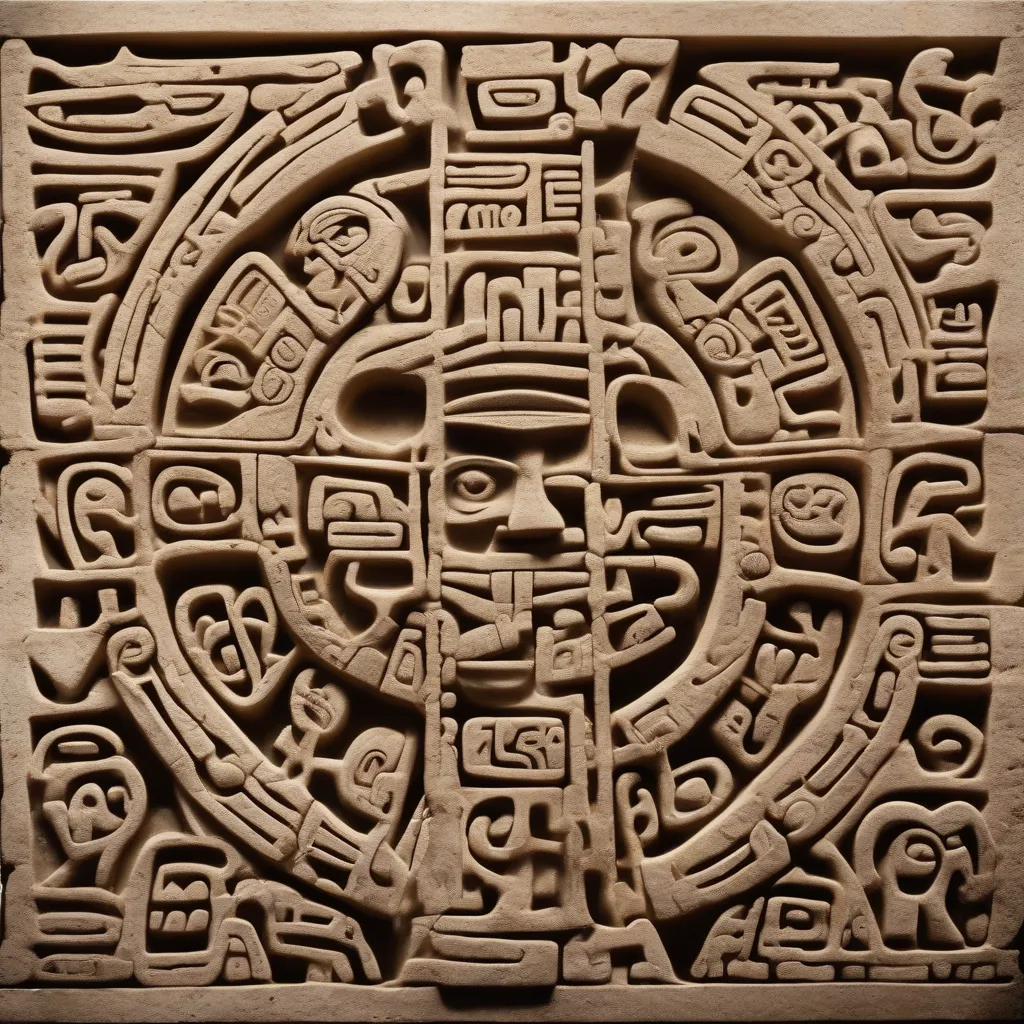 A Mayan glyph carving showing the complex nature of their written language