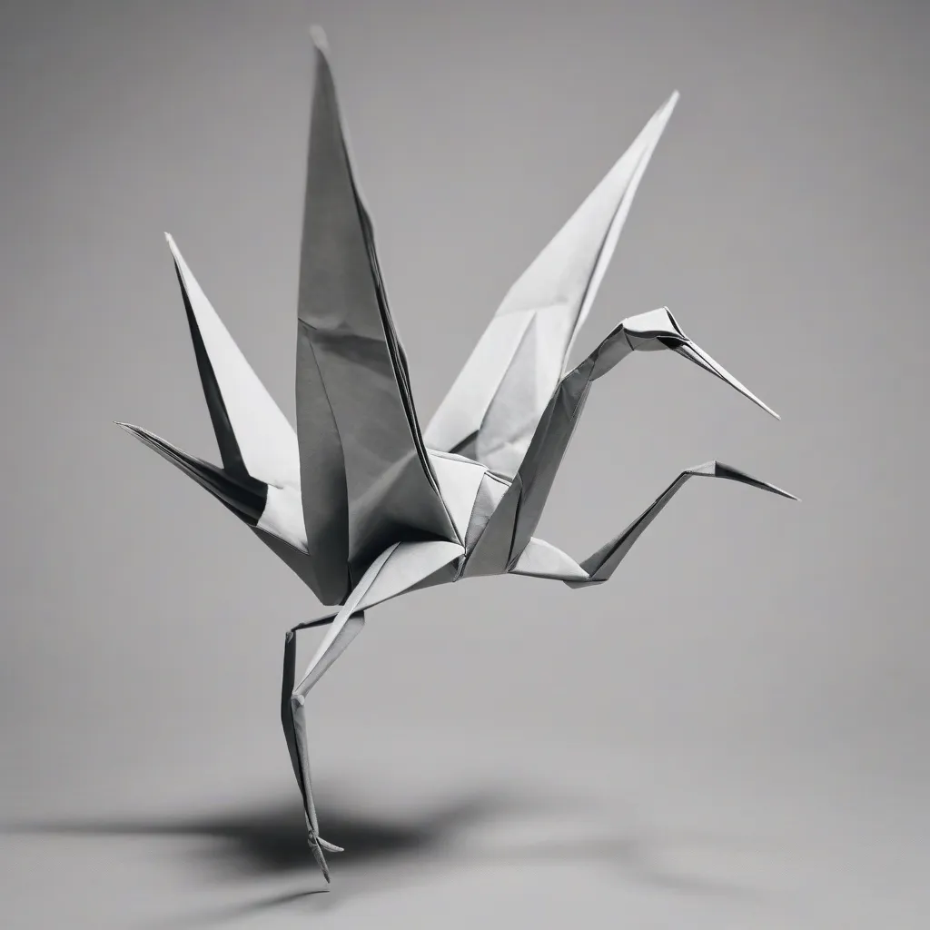 An image of an origami crane in flight