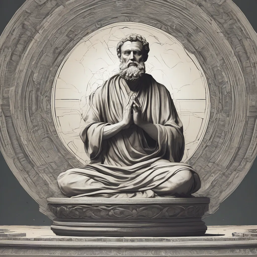 A stoic philosopher meditating.