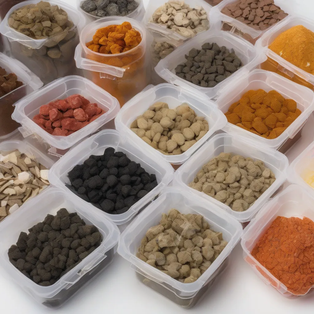 A photo depicting a variety of freeze-dried space food options.